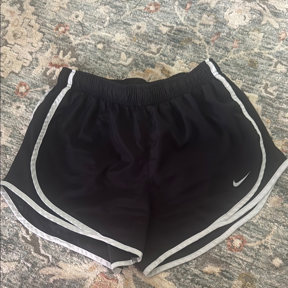 Nike Black and White Athletic Shorts with Elastic Waistband